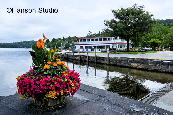 Sunapee Harbor, NH - Flower Barrel and Boat Launch